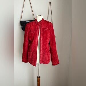 Bradley Bayou Red Leather Suede Jacket, Size Medium